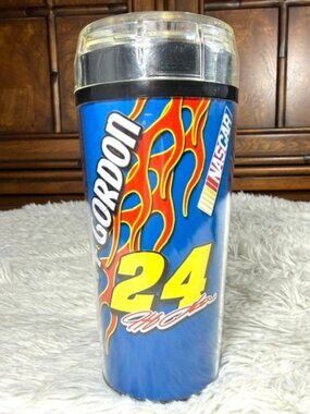 Vintage 16oz Jeff Gordon 24 NASCAR Flames Insulated Travel Cup w/Sip Lid